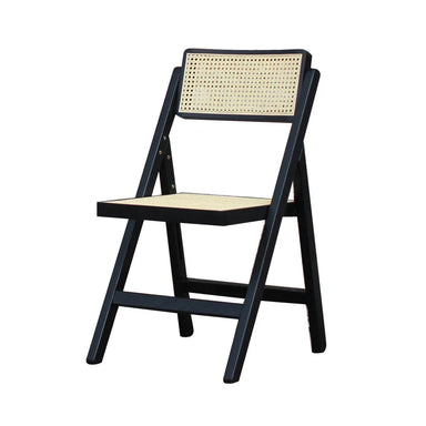 Elegant Black Foldable Wooden Rattan Dining Chair for Events, Home, Weddings