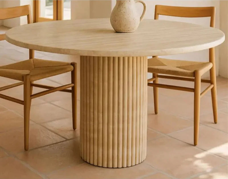 Elegant Round Natural Travertine Coffee Table for Modern Living Room Decor