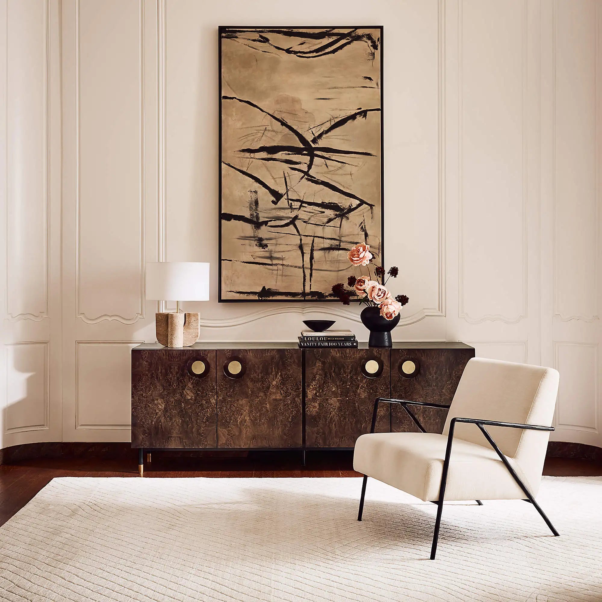 Modern White Occasional Chair Forged Metal Frame Living Room Accent