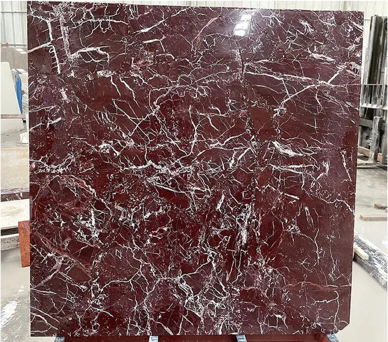 Elegant Rosso Lavento Marble Coffee Table - Natural Stone, Waterproof, Modern Design