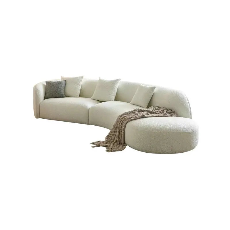 Elegant Arc Boucle Sofa, Italian Design Luxury Velvet Fabric Living Room Couch