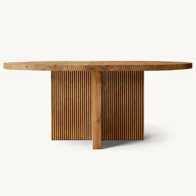 High-End Customizable Solid Oak Round Dining Table & Chair Set