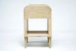 Elegant Cerused Oak Bedside Table: Rounded Frame, Tapered Legs, Single Drawer Nightstand