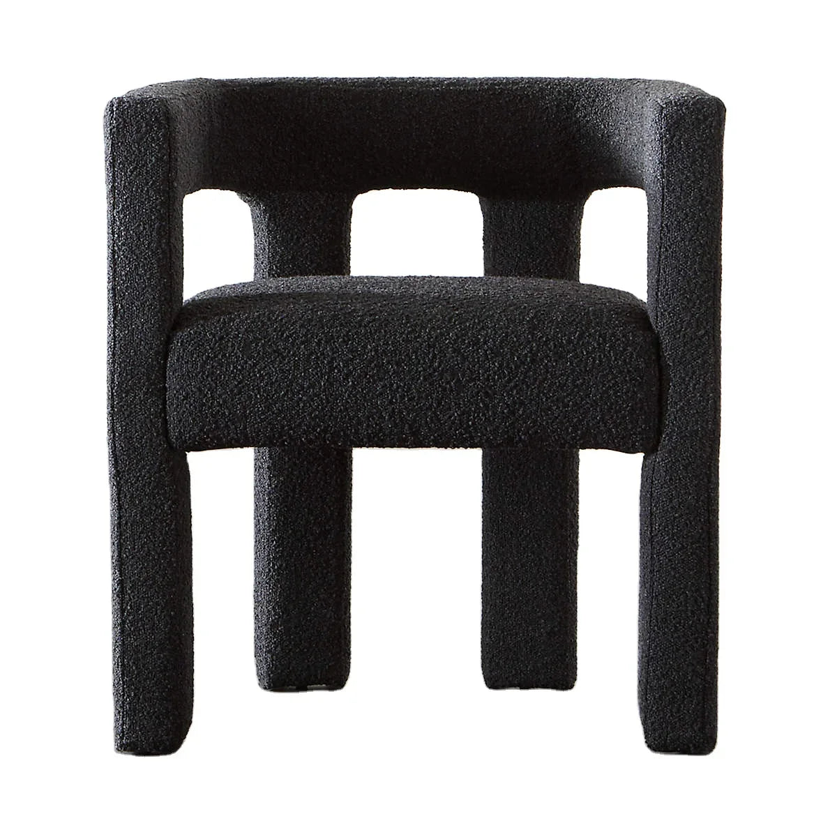 Elegant Italian Boucle Upholstered Dining Armchair - Plush Comfort, Black & White
