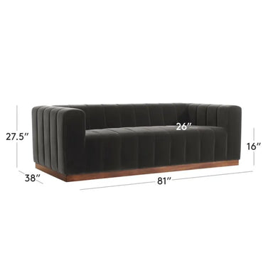 Luxurious Channeled Velvet Sofa, Solid Wood Frame, Elegant Living Room Furniture