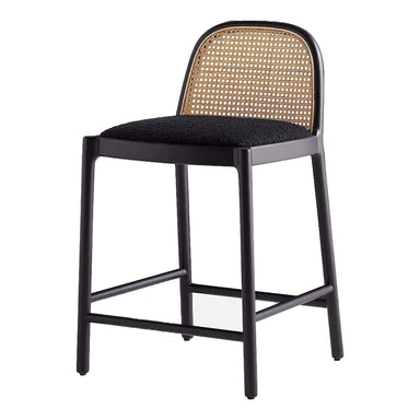 Modern Wooden Cane Rattan Bar Stool - Stylish Kitchen Counter Chair