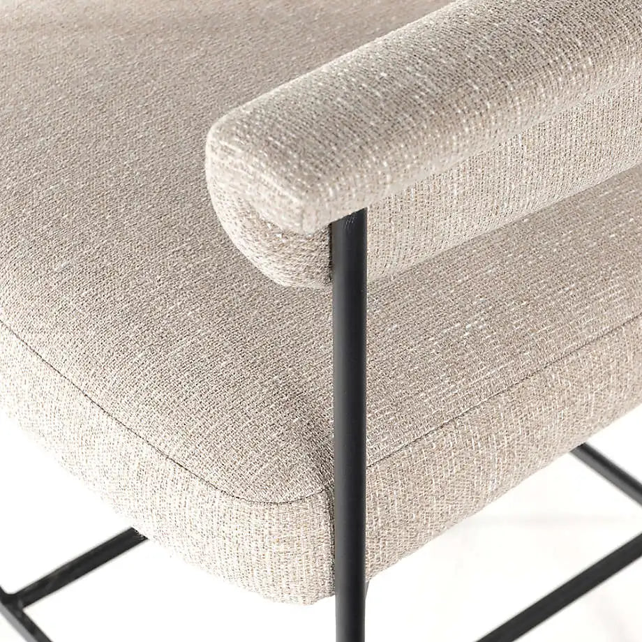 Luxury Boucle Upholstered Counter Stool, Metal Frame, Modern Bar Chair