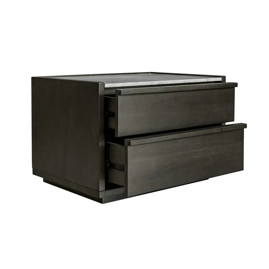 Modern Black Oak 2-Drawer Soft Close Luxury Bedroom Nightstand