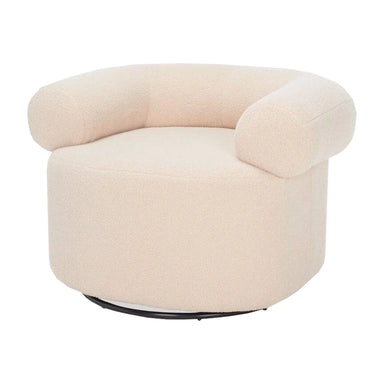Luxurious White Boucle Swivel Accent Chair, Low Back, Upholstered Living Room Armchair