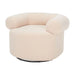 Luxurious White Boucle Swivel Accent Chair, Low Back, Upholstered Living Room Armchair
