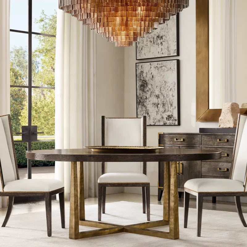 Luxury Forged Metal Dining Table, Customizable Modern Farmhouse Kitchen Furniture