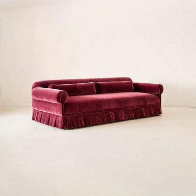 Elegant Purple Velvet Pleated Skirt Daybed Sofa with Tassels