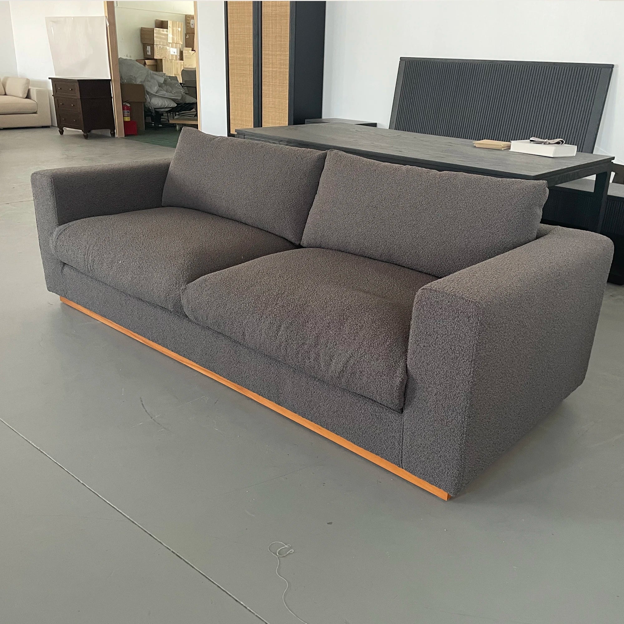 Luxurious 3-Seater Boucle Fabric Sofa: Modern Living Room Couch, Wood Frame