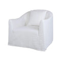 Chic White Linen Upholstered Armchair: Removable Slipcover, Solid Wood Frame, Single Sofa