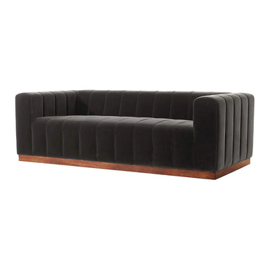 Luxurious Channeled Velvet Sofa, Solid Wood Frame, Elegant Living Room Furniture