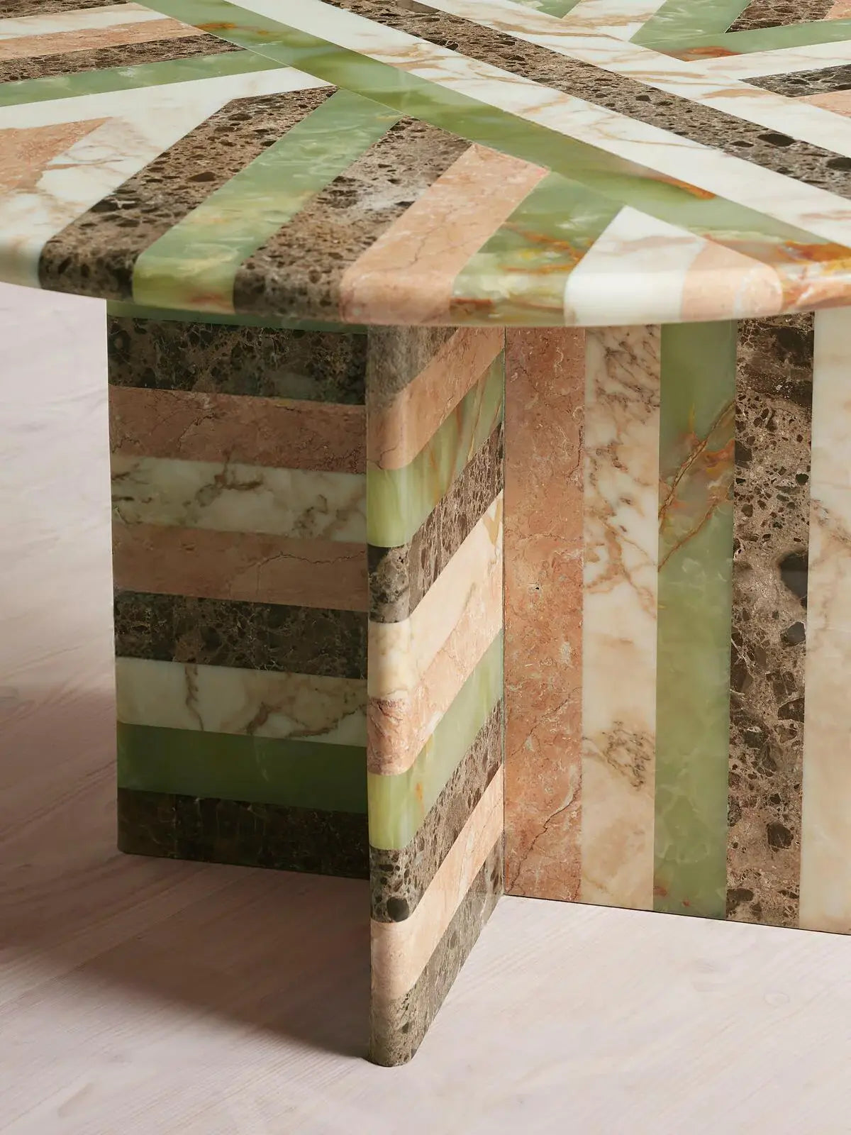 Suzanne Contemporary Round Beige Marble Dining Table