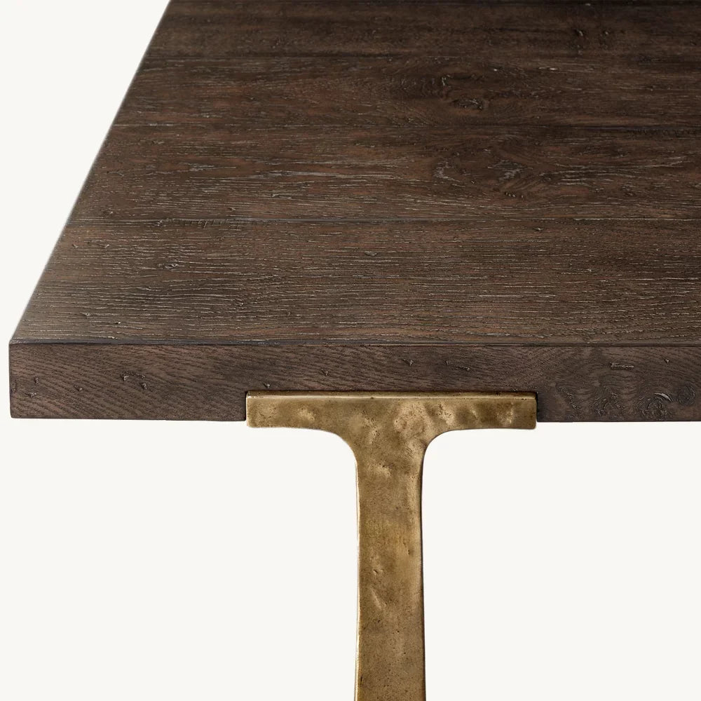 Luxury Modern Console Bar Table - Mixed Material Wood & Metal Design