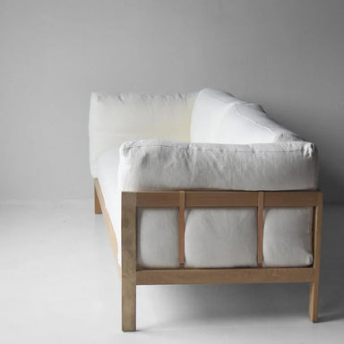 Modern Minimalist White Linen Sofa - Solid Wood Frame Living Room Furniture