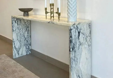 Elegant Calacatta Arabescato Polished Marble Console Table for Luxury Home Decor