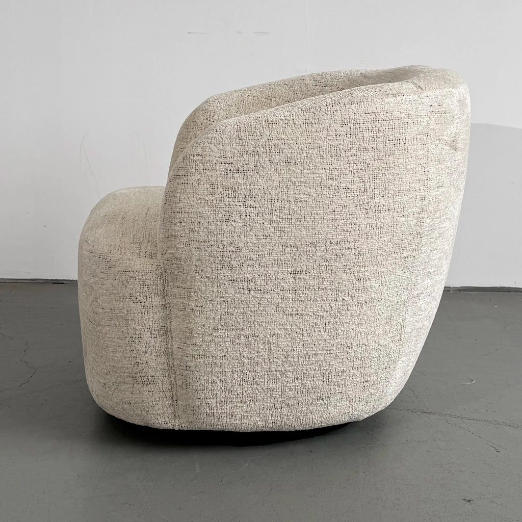 Modern Oatmeal Cotton Upholstered Swivel Club Chair for Living Room & Hotel