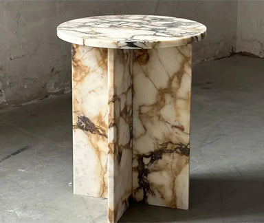 Tostone Calacatta Viola Marble Round Side Table for Living Rooms