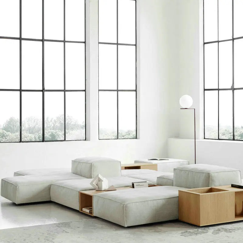 Luxurious Italian Minimalist Modular L-Shaped Sectional Sofa with Sleeper Function