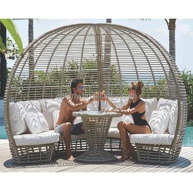 Project-Grade Weatherproof Rattan Outdoor Sunbed With Reinforced Aluminum Frame