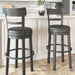 Modern Faux Leather Swivel Bar Stool with Adjustable Counter Height Wooden Back