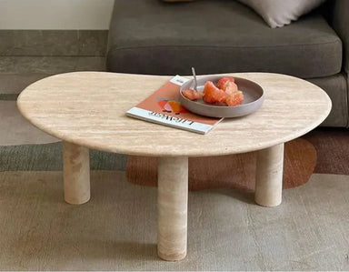 Luxurious Oval Natural Travertine Coffee Table for Modern Living Room Decor
