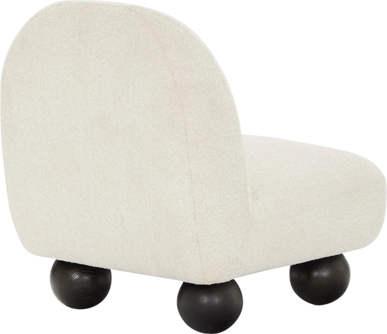 Plush Boucle Fabric Accent Chair, Modern Oak Frame Living Room Seating