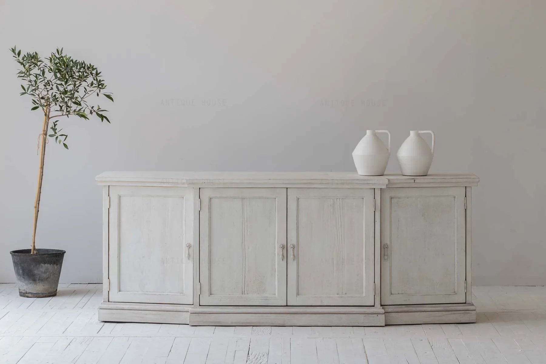 Wabi-sabi Recycled Pine Sideboard Cabinet: Rustic Minimalist Living Room Storage