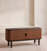 Elegant Antique Marble Top Sideboard Buffet Cabinet with Fluted Slide Doors