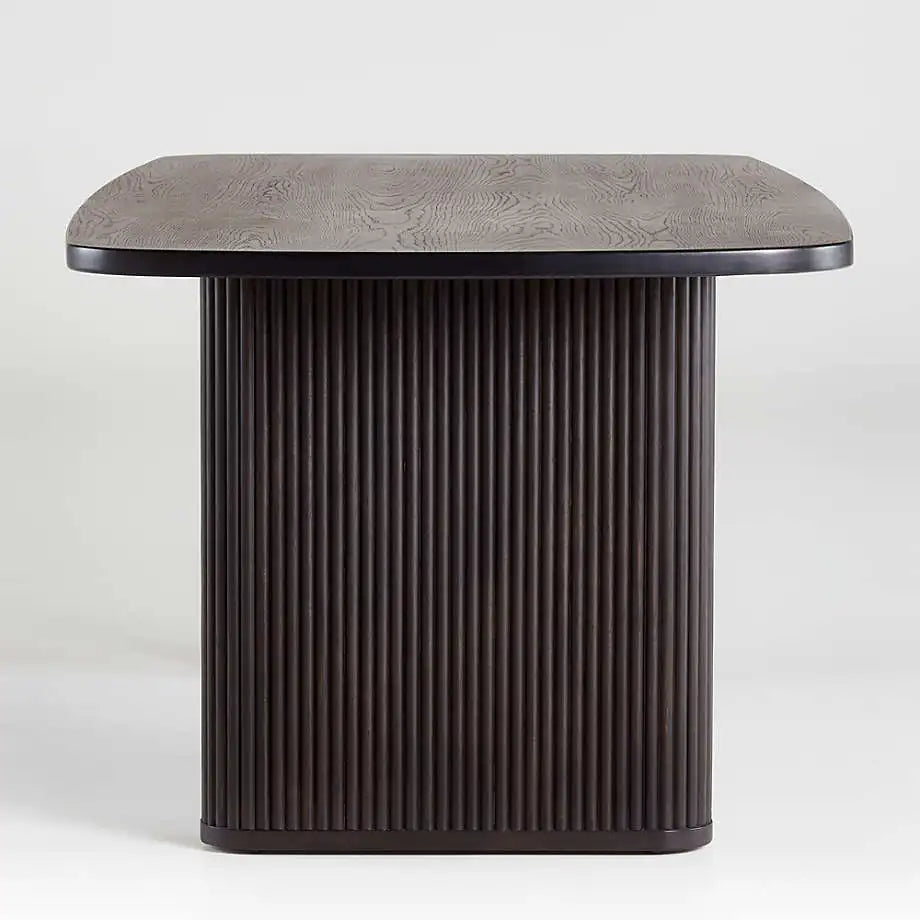 Nordic Solid Oak Oval Dining Table 8 Seater Black Ribbed Legs