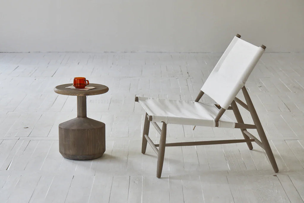 Nordic Geometric White Pine Wood End Table Stool, Retro Coffee Accent Decor