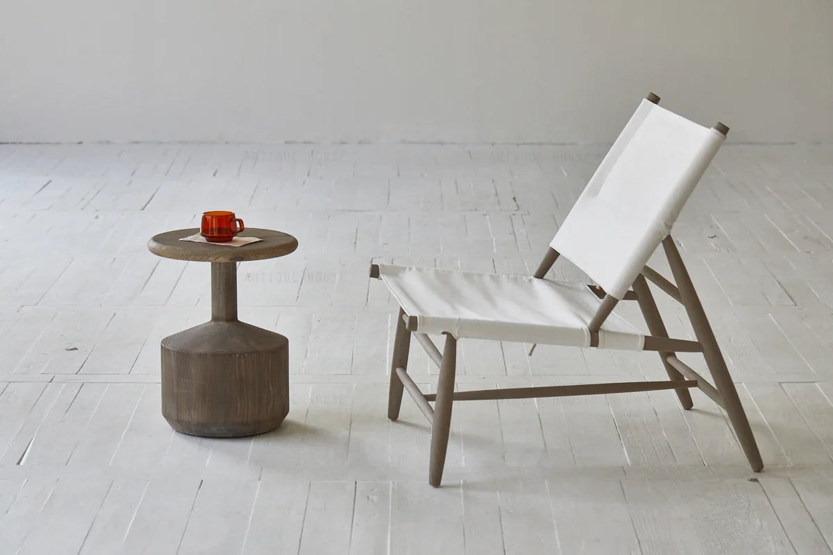 Nordic Geometric White Pine Wood End Table Stool, Retro Coffee Accent Decor