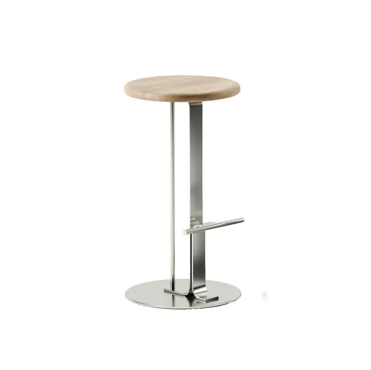 Modern Wooden Bar Stool with Leather Seat, High Counter Chair