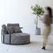 Cozy Nordic Round Accent Chair - Modern Fabric Oak Single Sofa