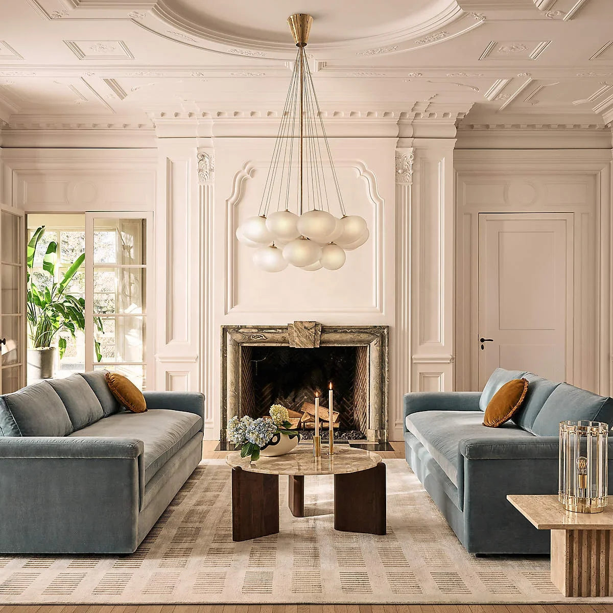 Luxurious Light Blue Performance Velvet Sectional Sofa for Modern Living Rooms