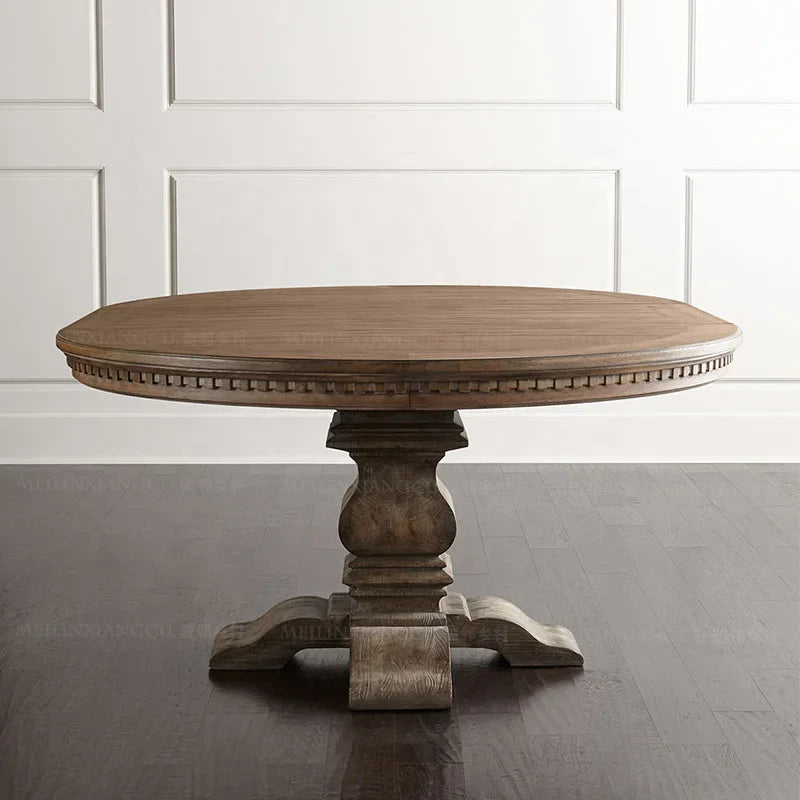 Rustic American Solid Wood Dining Table - Vintage Farmhouse Style, Custom Colors