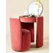 Elegant Upholstered Vintage Makeup Vanity Desk with Foldable Mirror and Stool Set