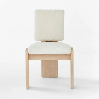 Elegant White Boucle Dining Chair: Solid Oak Wood, Modern Design, Comfy Seating