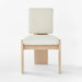 Elegant White Boucle Dining Chair: Solid Oak Wood, Modern Design, Comfy Seating