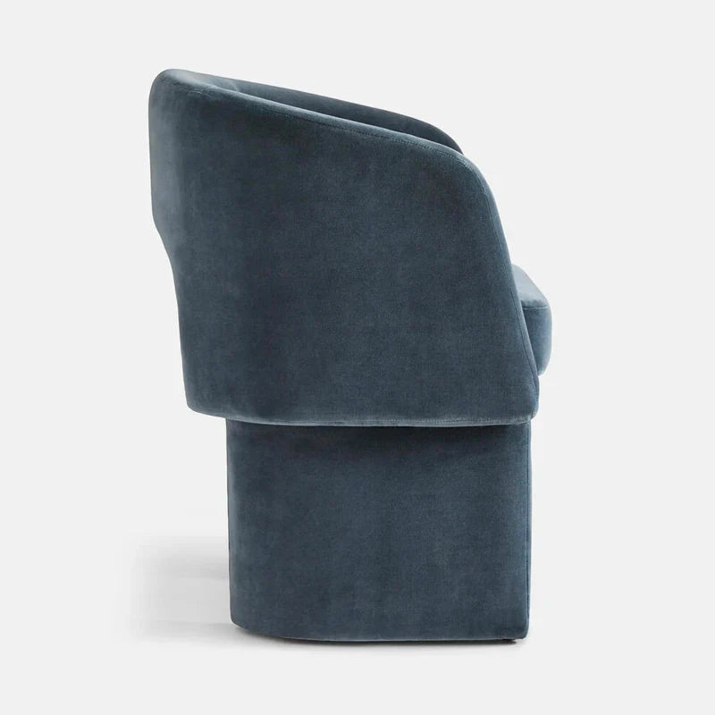 Elegant Velvet Upholstered Tub Dining Chair with Roll Back Armrest Design