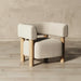 Chic Modern Oak Wood Boucle Low Back Lounge Chair for Living Room