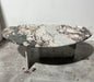 Elegant Natural Marble Oval Coffee Table - Waterproof, Durable Living Room Furniture
