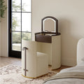 Elegant Mid-Century Modern Leather Vanity Set with Mirror, Dresser