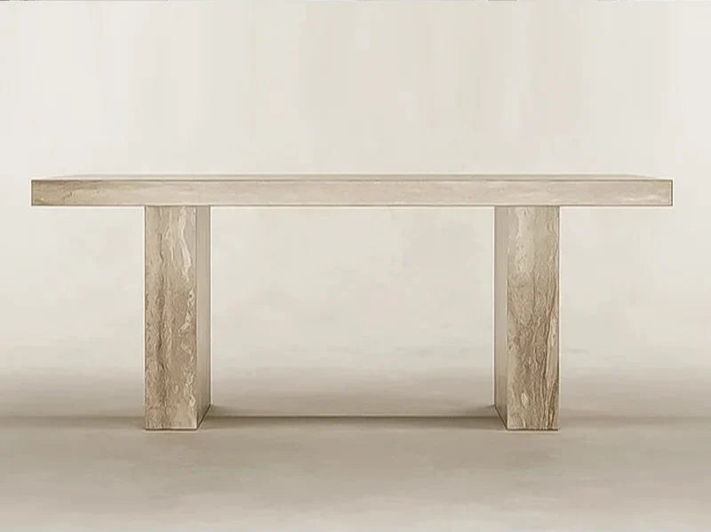 Tostone Minimalist Travertine Cream Dining Table for Contemporary Dining Room Design