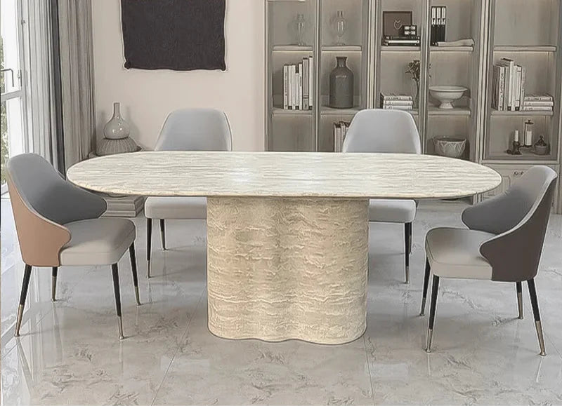 Tostone Irregular Travertine Dining Table: Customizable Minimalist Natural Stone Design