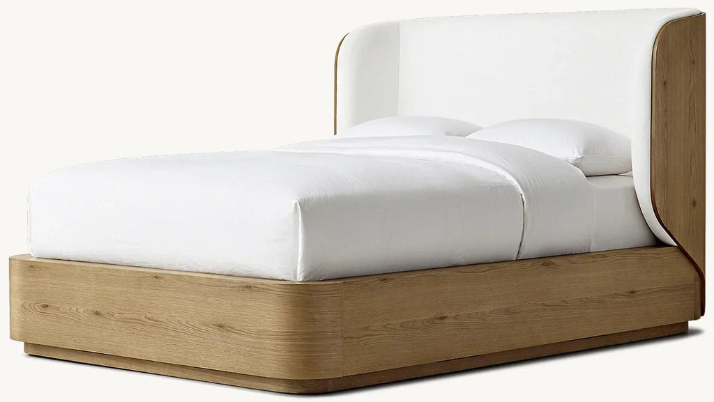 Modern Fabric Oak Shelter Bed for Teenagers, Customizable Bedroom Furniture