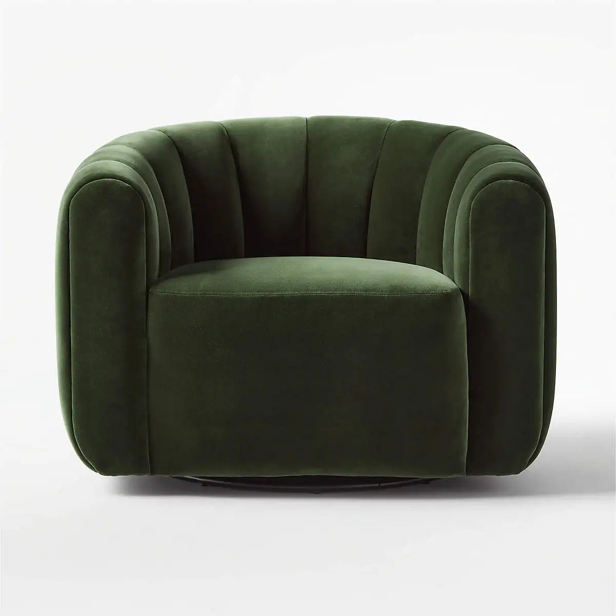 Luxurious Green Velvet Swivel Accent Chair: Channeled, Comfortable, Modern Living Room Sofa